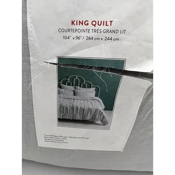 Anthropologie Velvet Emery Quilt King Size Embriodered Silver - Picture 5 of 8